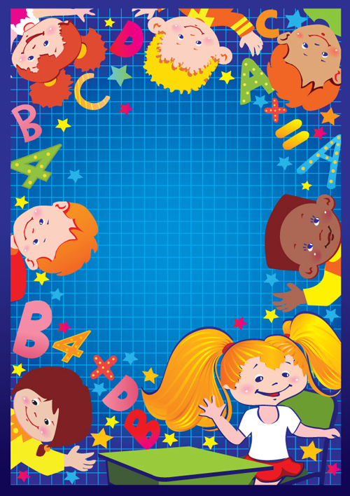 Set of Cute School children design vector material 04 school material cute children   