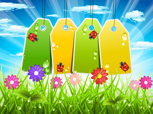 Tags and spring background art vector 01 tags spring background   