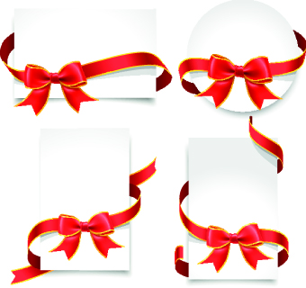 Red ribbon christmas cards design vector 02 ribbon christmas cards card   