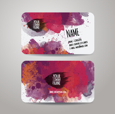 Watercolor grunge business cards vector material 02 watercolor grunge business cards business card business   
