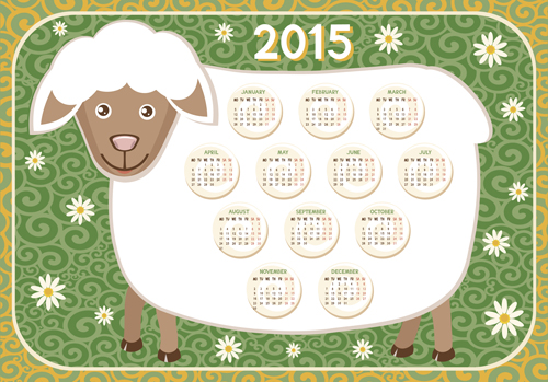 Calendar 2015 and funny sheep vector graphics 03 sheep calendar 2015   