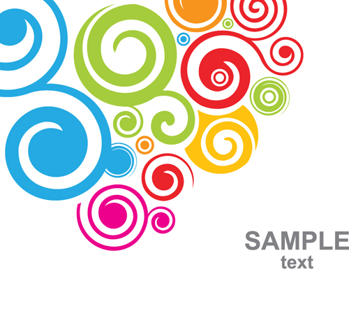 Set of Colored swirl vector backgrounds art 03 swirl colored   