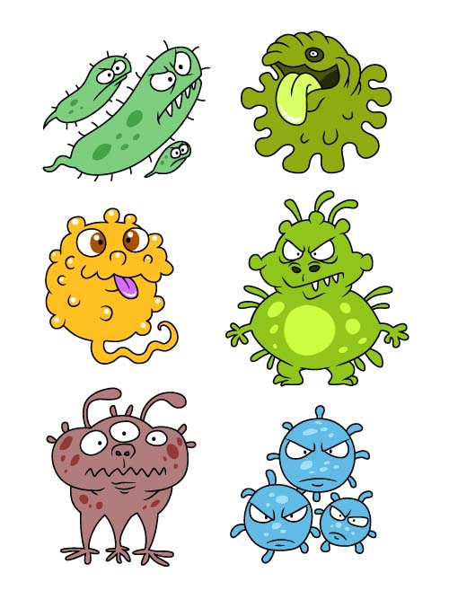 Funny cartoon bacteria and virus vector 05 virus funny cartoon bacteria   
