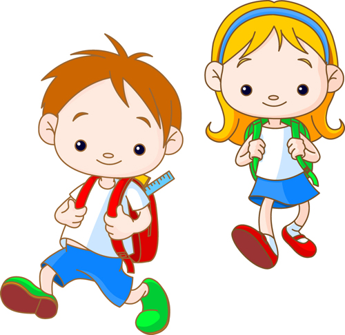 Set of Cute School children design vector material 05 school material cute children   