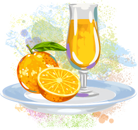 Watercolor orange with juice vector watercolor orange juice   