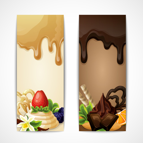 Shiny chocolate and sweets vector banners 01 sweets shiny chocolate banners   