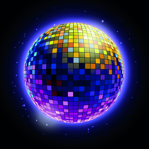 Sparkling disco neon light ball background vector 01 sparkling neon light disco ball background   