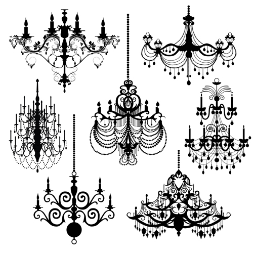 Ornate chandelier vector silhouette set 16 silhouette ornate chandelier   