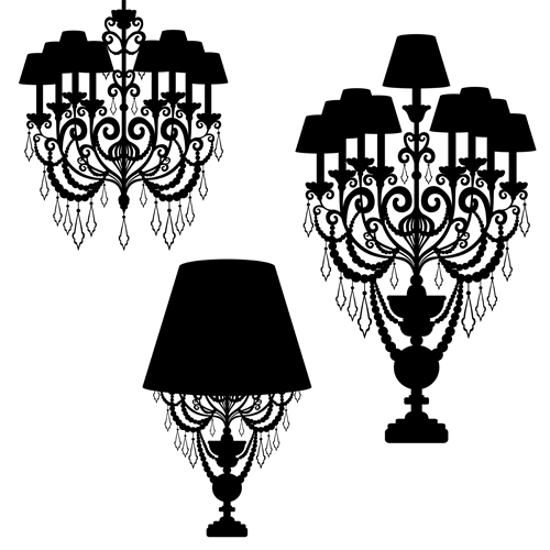 Ornate chandelier vector silhouette set 18 silhouette ornate chandelier   