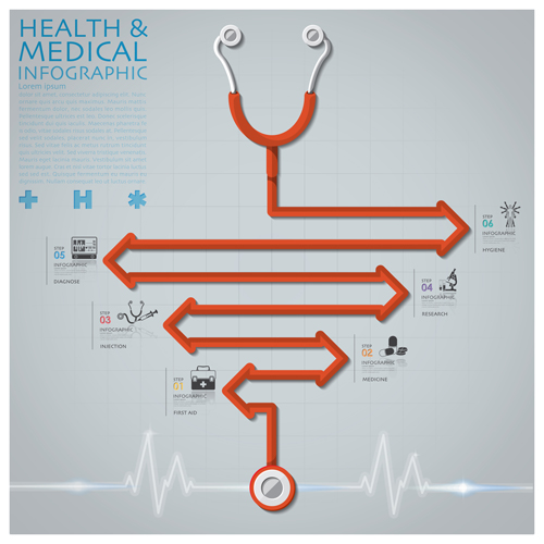 Health and Medical infographic with Stethoscope vector 09 stethoscope medical infographic health   