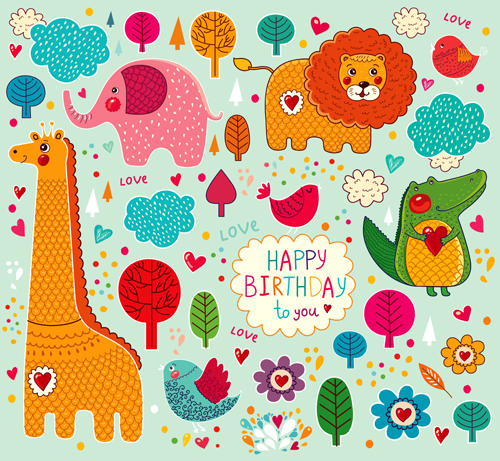 Cute cartoon floral animals pattern vector set 04 pattern cute cartoon cute cartoon animals   