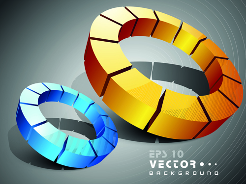 Set of 3D objects from vector background graphic 03 objects   