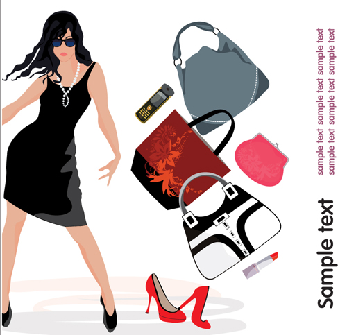 Personality girls design elements vector 03 personality girl elements element   