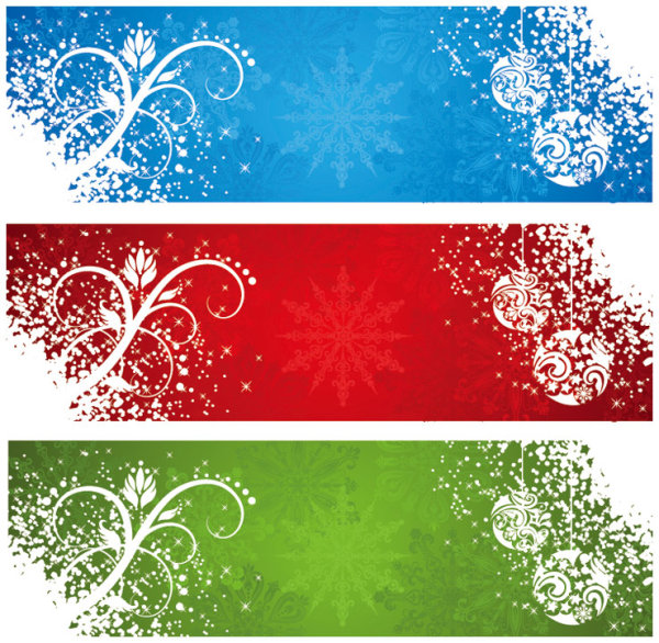 Beautiful snowflake banner stars snowflake shading pattern fine bright banners balls   