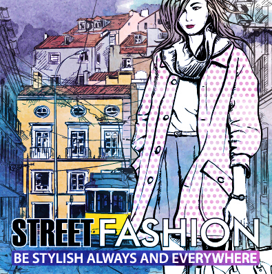 Street stylish everywhere hand drawing background vector 17 stylish street Hand drawing background   