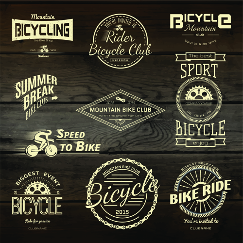 Vintage badges with labels and wood background vector 02 vintage label badges background   