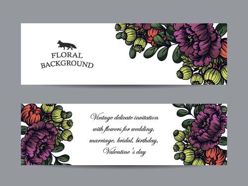 Flower banners hand drawing vector design 03 hand flower drawing banners   