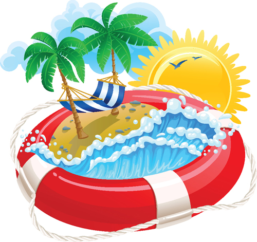 Set of Summer holidays elements vector background 04 summer holidays elements element   