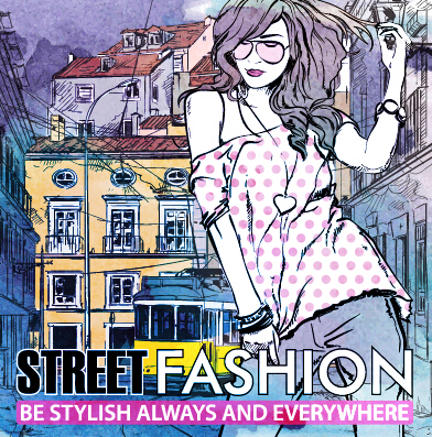 Street stylish everywhere hand drawing background vector 07 stylish street Hand drawing background   