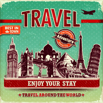 Vintage style Travel poster design vector 05 Vintage Style vintage travel poster   