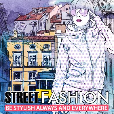 Street stylish everywhere hand drawing background vector 16 stylish street Hand drawing background   