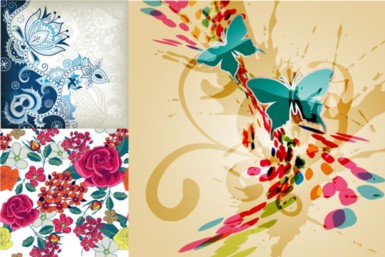 Butterflies with grunge background vector grunge butterflies   