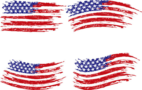 Set of America flag vector 04 flag America   