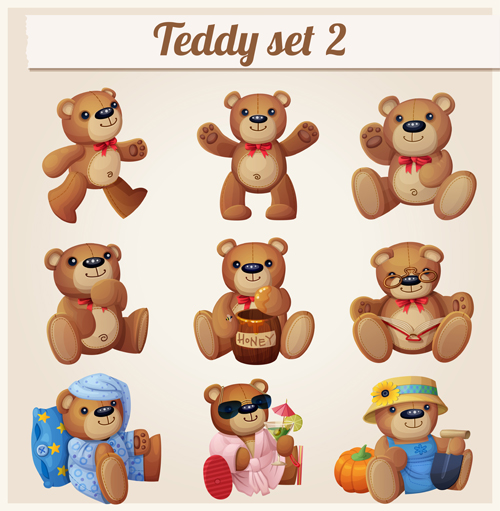 Bears teddy design vector set 02 teddy bears   