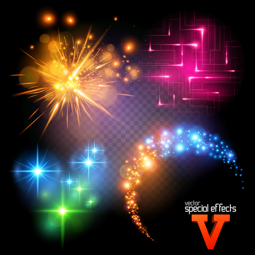 Colored light special effects vectors set 05 special effects special effects colored   