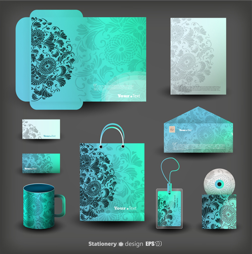 Creative stationery cover kit vector set 02 stationery kit creative cover   