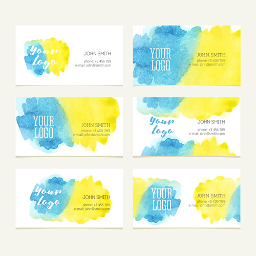 Watercolor business card creative vectors 04 watercolor creative card business   