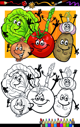 Funny Cartoon Vegetables vector 04 vegetables vegetable funny cartoon   