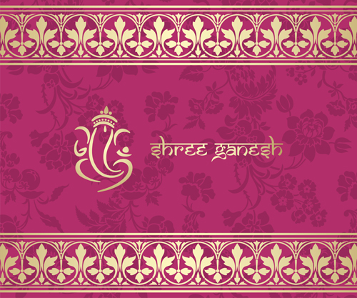 Indian floral ornament with pink background vector 10 pink ornament indian background   