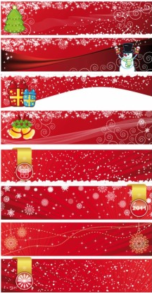 Red christmas banners vector set red christmas banner   