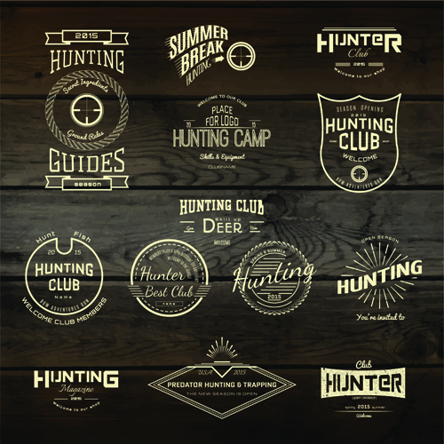 Vintage badges with labels and wood background vector 05 vintage labels badges background   