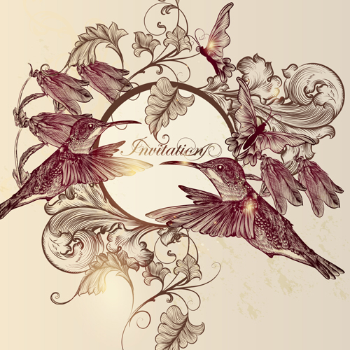 Hand drawn birds vintage style vector 01 Vintage Style vintage hand-draw hand drawn birds   