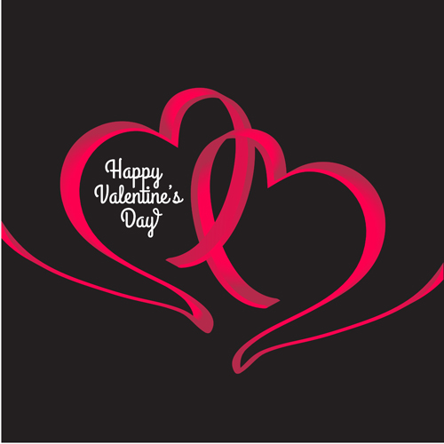 Ribbon hearts valentine day card vector 03 Valentine ribbon hearts day card   