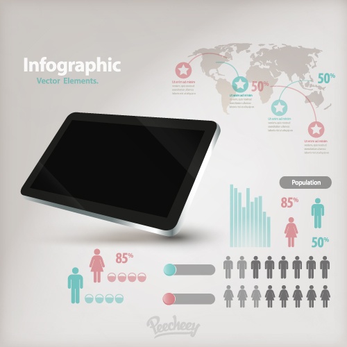 Population infographics vectors population infographics   