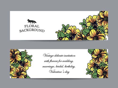 Flower banners hand drawing vector design 05 hand flower drawing banners   