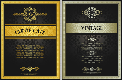 Golden template certificate design vector 03 template golden certificate   