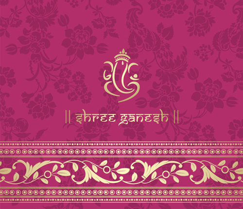 Indian floral ornament with pink background vector 09 pink ornament indian background   