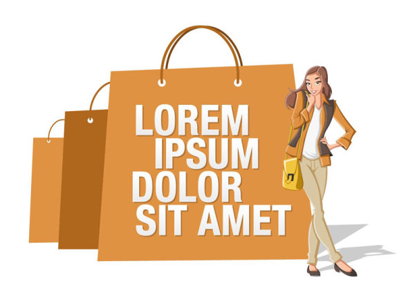 Stylish Girl with Shopping bags elements vector 01 stylish shopping girl elements element bags   