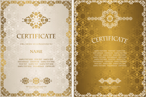 Golden template certificate design vector 04 template golden certificate   