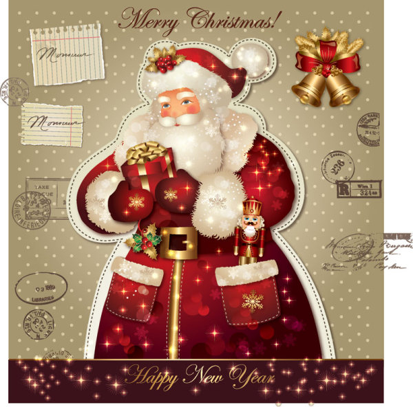 ornate greeting card of Santa Claus vector graphics 07 santa ornate greeting Claus card   