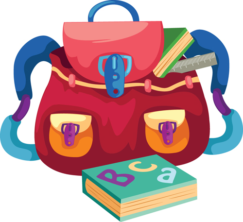 Funny School bag design elements vector 04 school elements element bag   