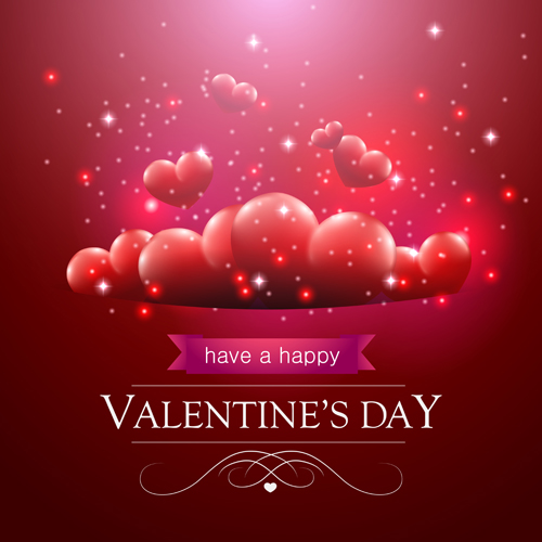 Valentines day red heart with balloons background vector valentines red heart day balloons background   