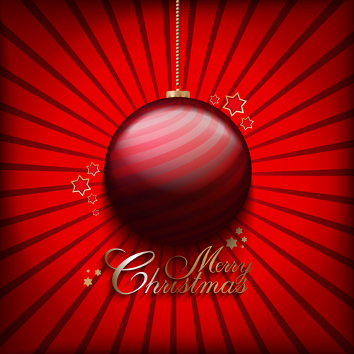 Christmas ball with stars card vector 06 stars christmas card ball   