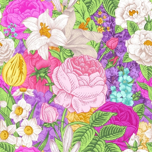 Elegant retro floral vector seamless pattern 01 seamless pattern floral elegant   