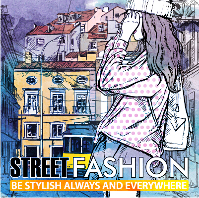 Street stylish everywhere hand drawing background vector 15 stylish street Hand drawing background   