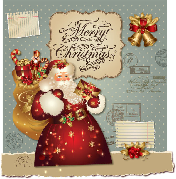 ornate greeting card of Santa Claus vector graphics 08 santa ornate greeting Claus card   